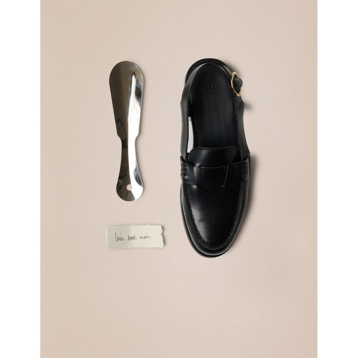 Mocassins MANGSA cuir box noir, ODAJE
