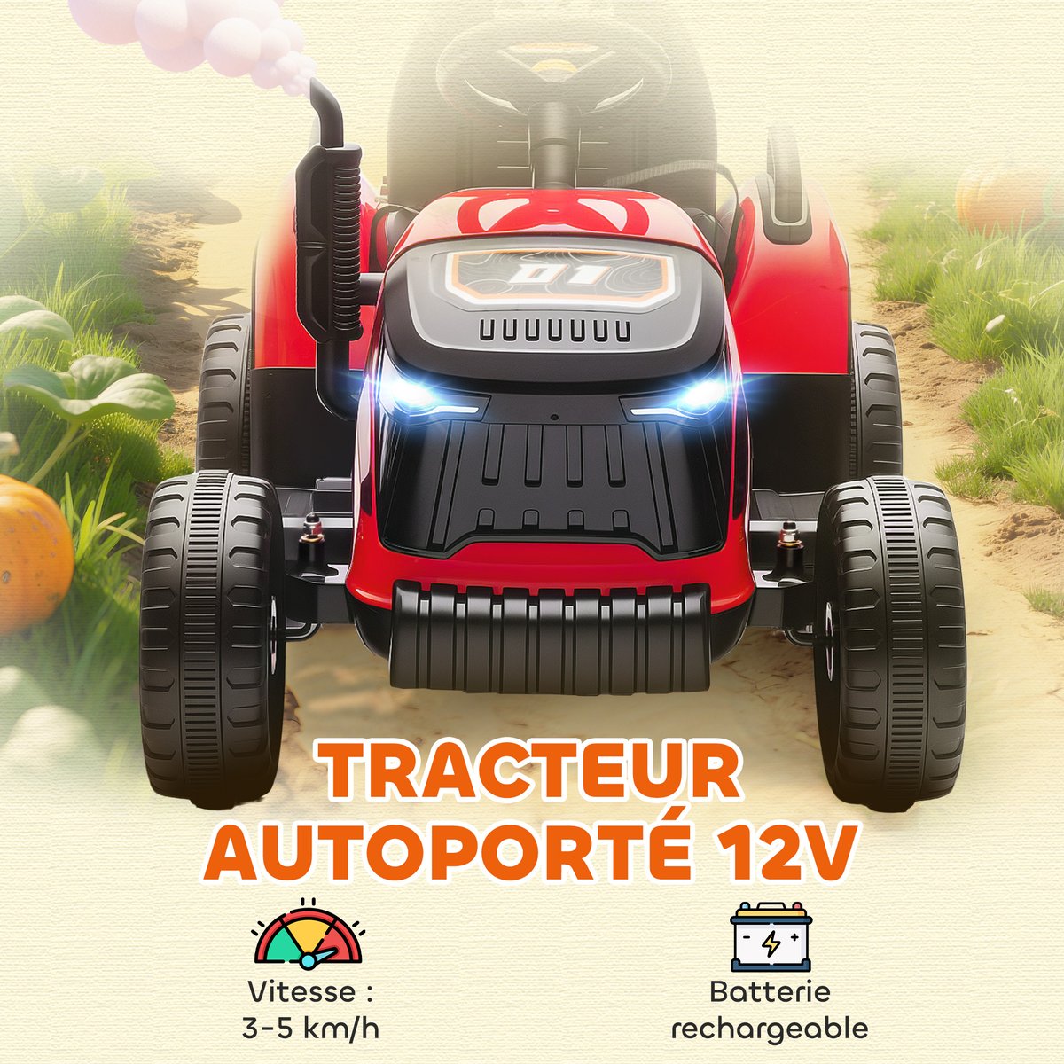 Voiture de chantier électrique à conducteur rouge, AIYAPLAY