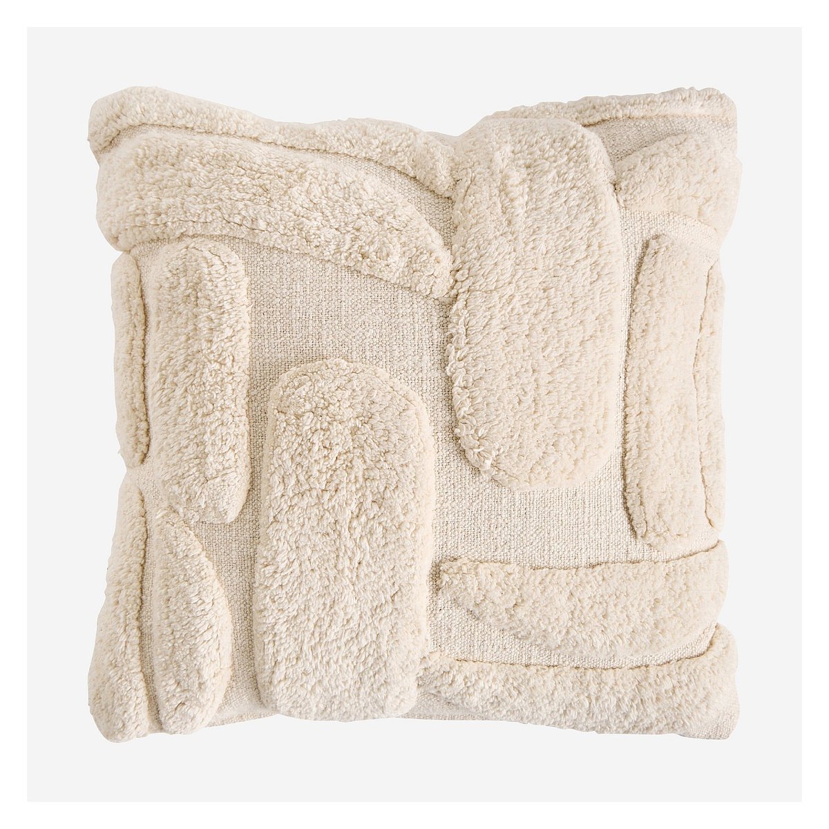 Coussin tufté en coton ANOUK crème, HABITAT