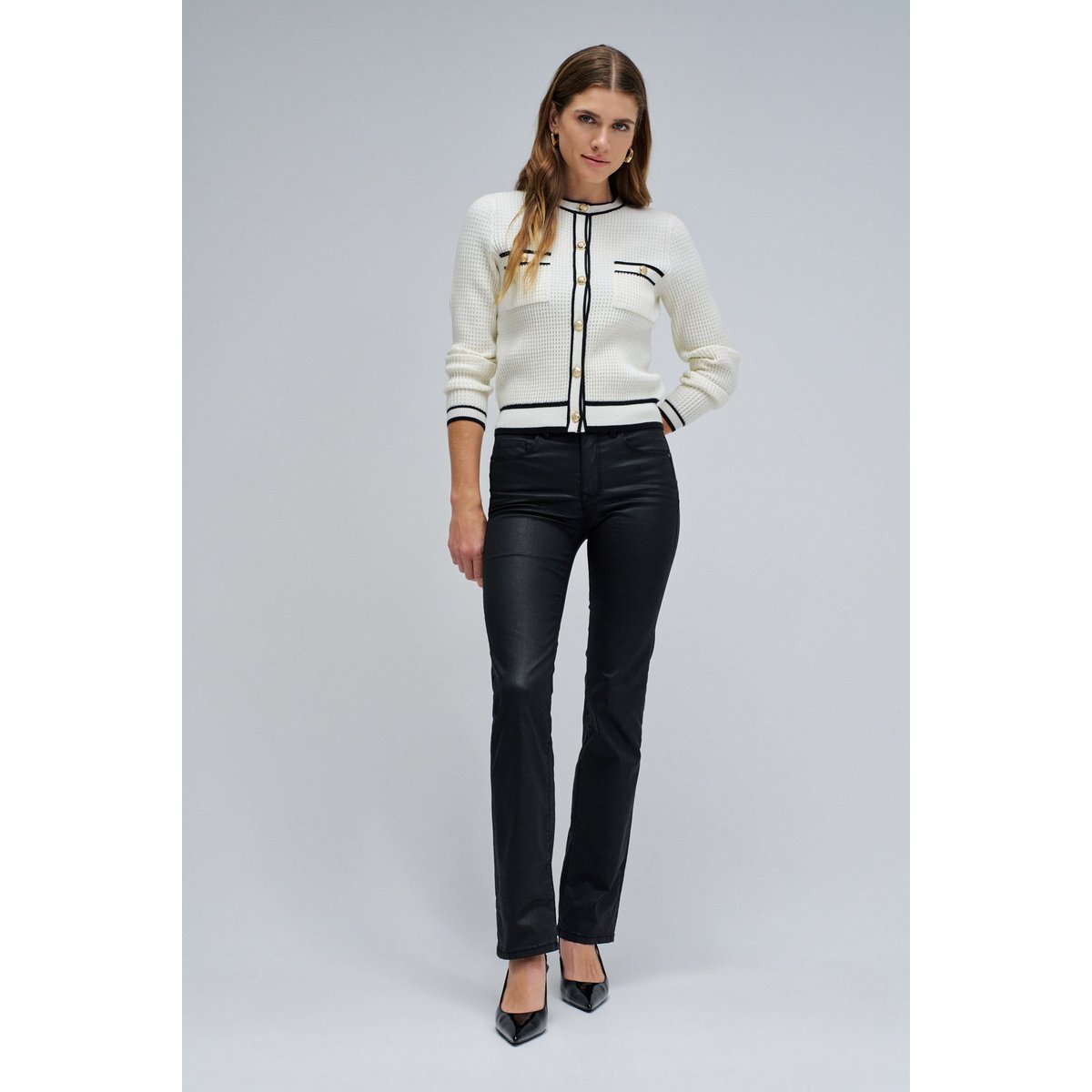 JEAN SECRET PUSH IN DROIT EN COATING noir, SALSA JEANS
