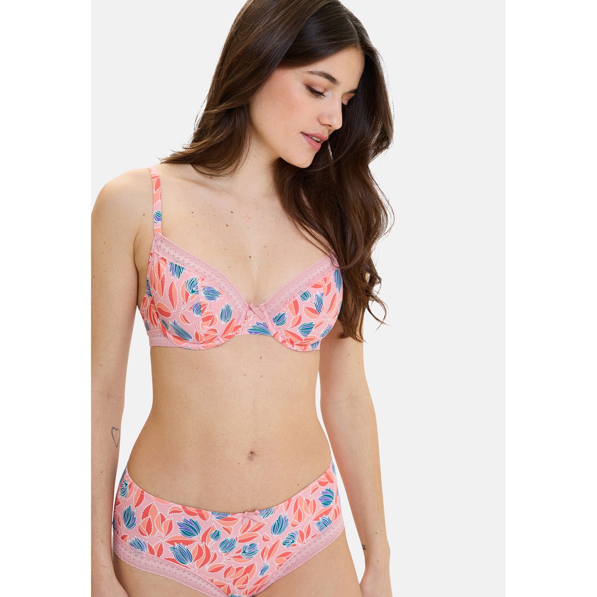 Soutien-gorge JOHANNE tulipes fond rose, BILLET DOUX