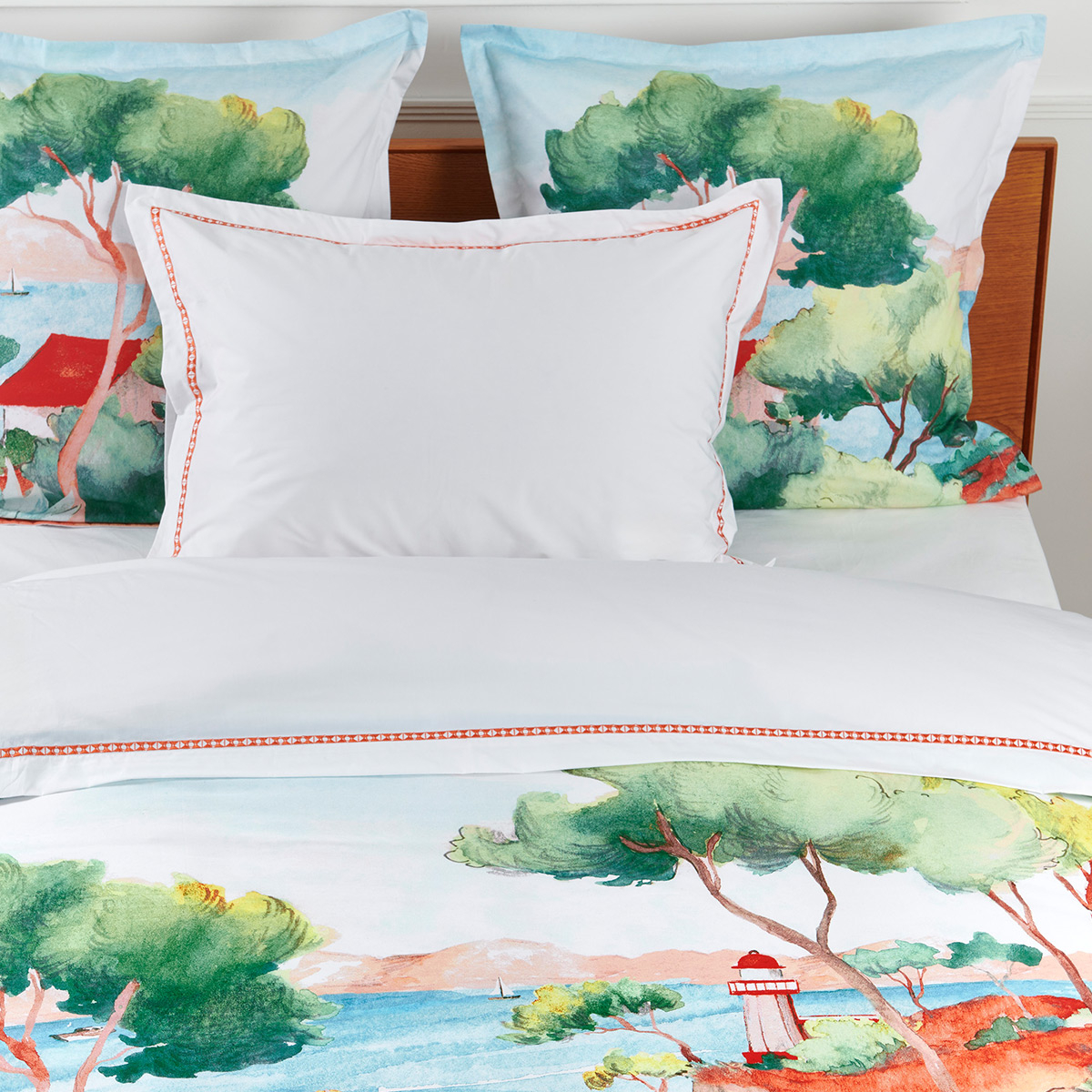 Housse De Couette A L'ombre Des Pins Percale De Coton 120 Fils - A L OMBRE DES PINS pins, TRADITION DES VOSGES
