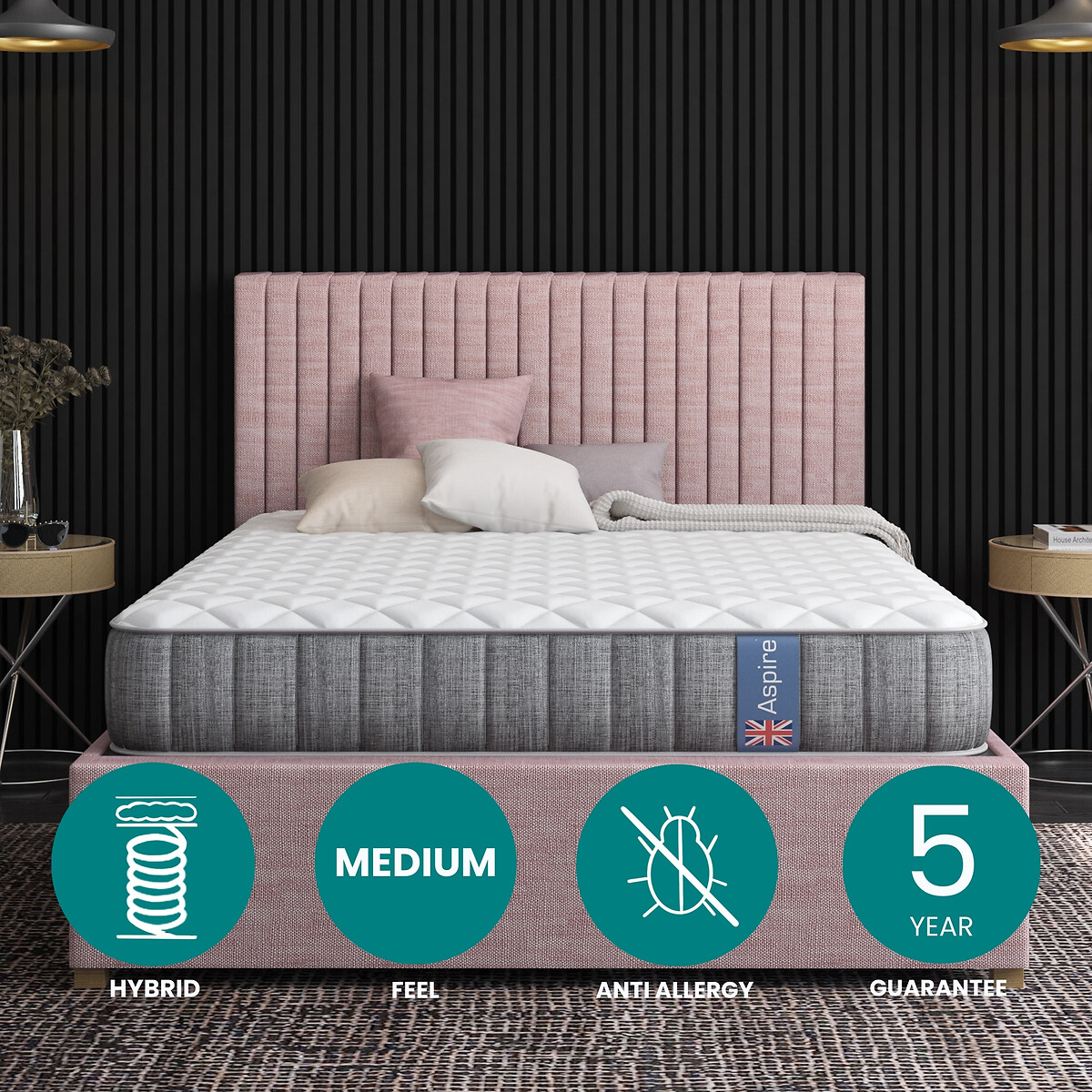 Diamond Pocket+ Hybrid Mattress white, ASPIRE