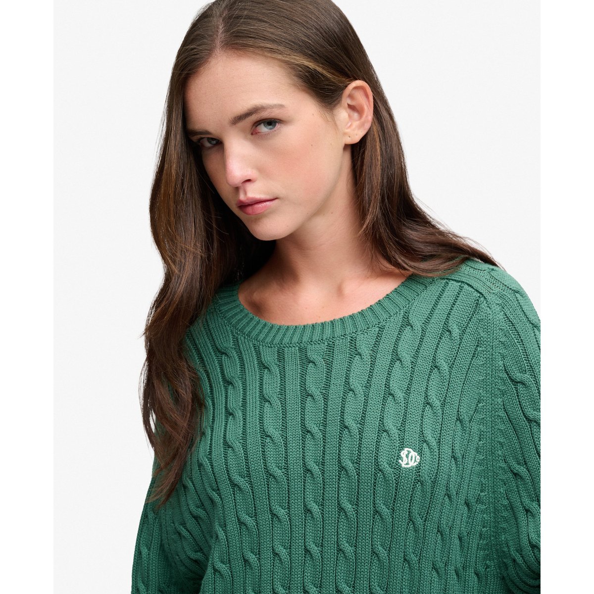 Pull Cable Knit coupe décontractée vert épicéa, SUPERDRY