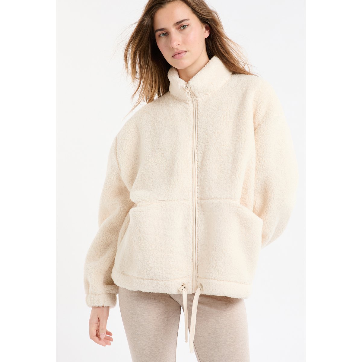 Veste polaire oversize à col montant avec cordon JAMIL ecru, ETAM
