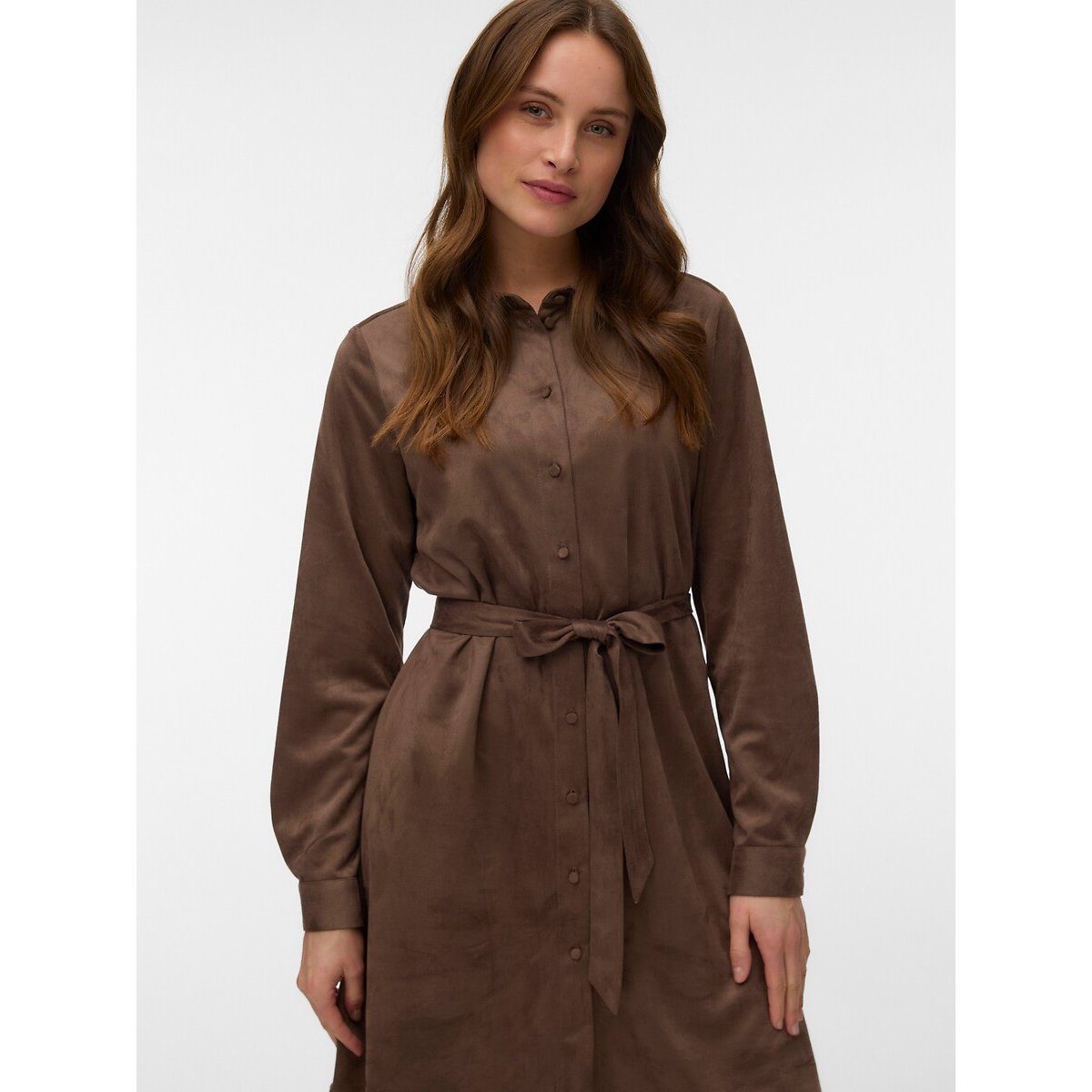 Robe chemise en suédine camel, VERO MODA