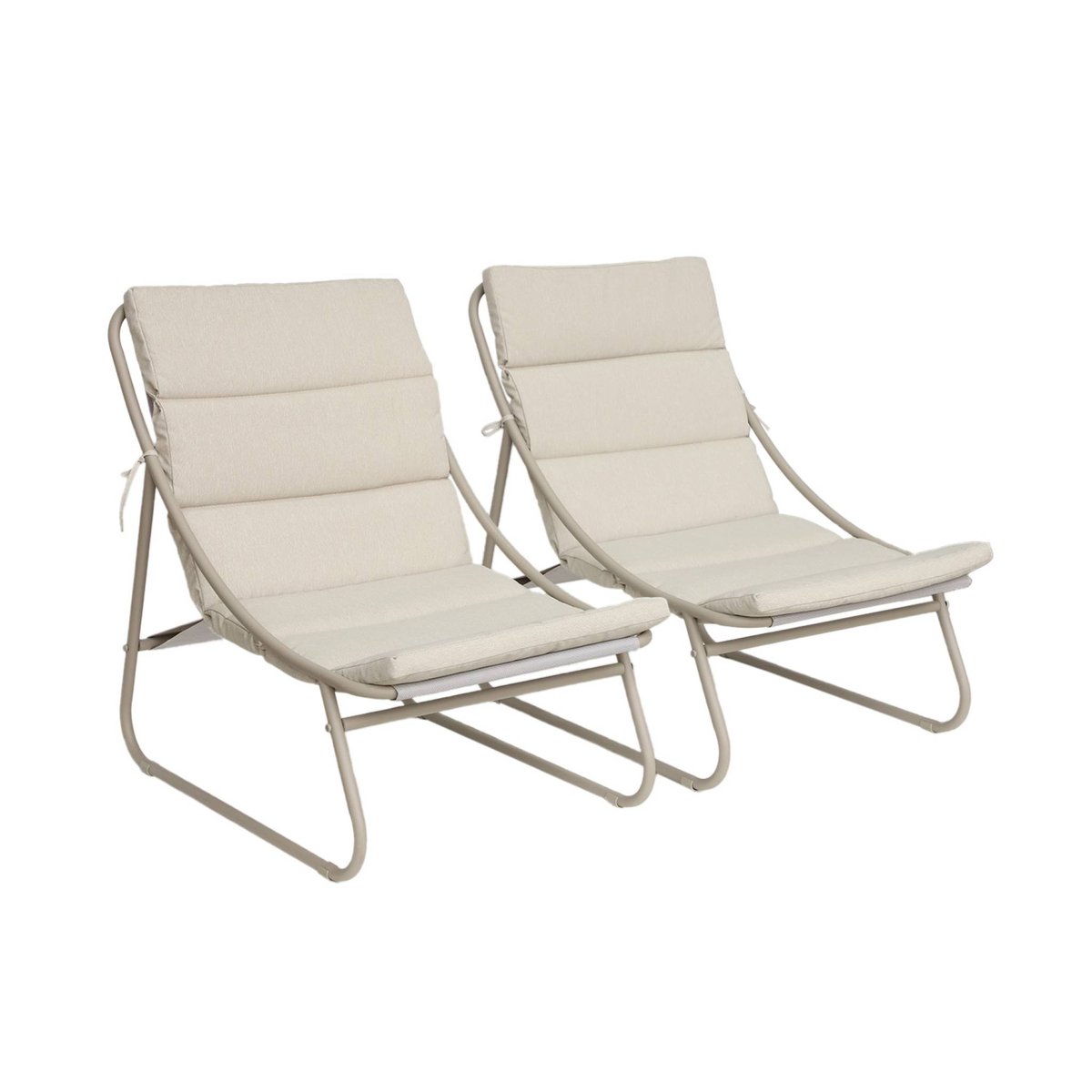 Fauteuil relax acier (lot de 2) EDENA beige, SWEEEK