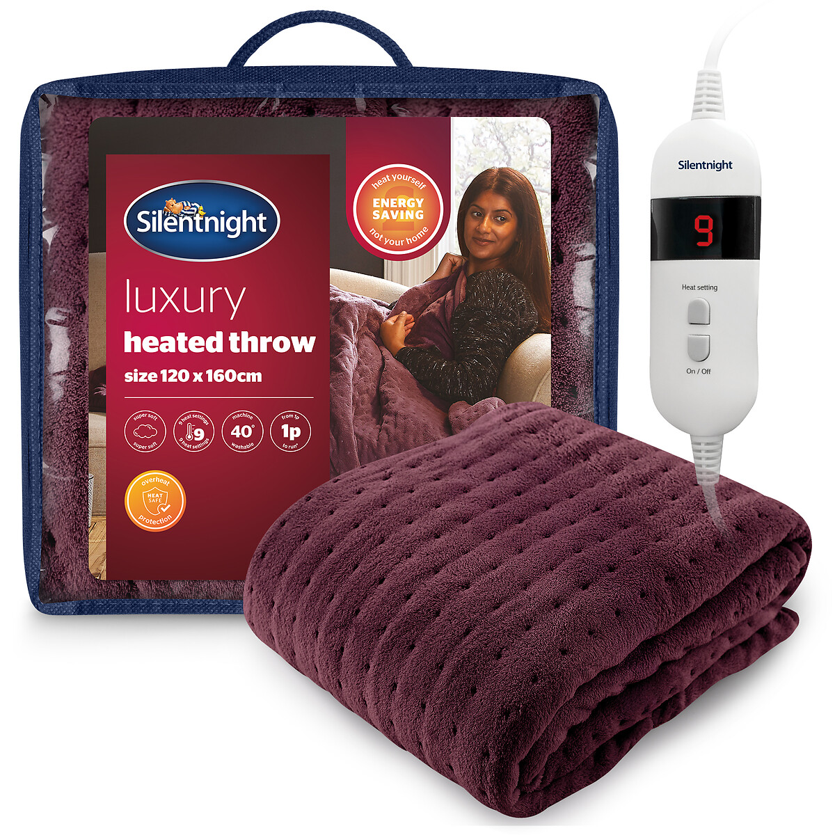Luxury Heated Throw berry, SILENTNIGHT