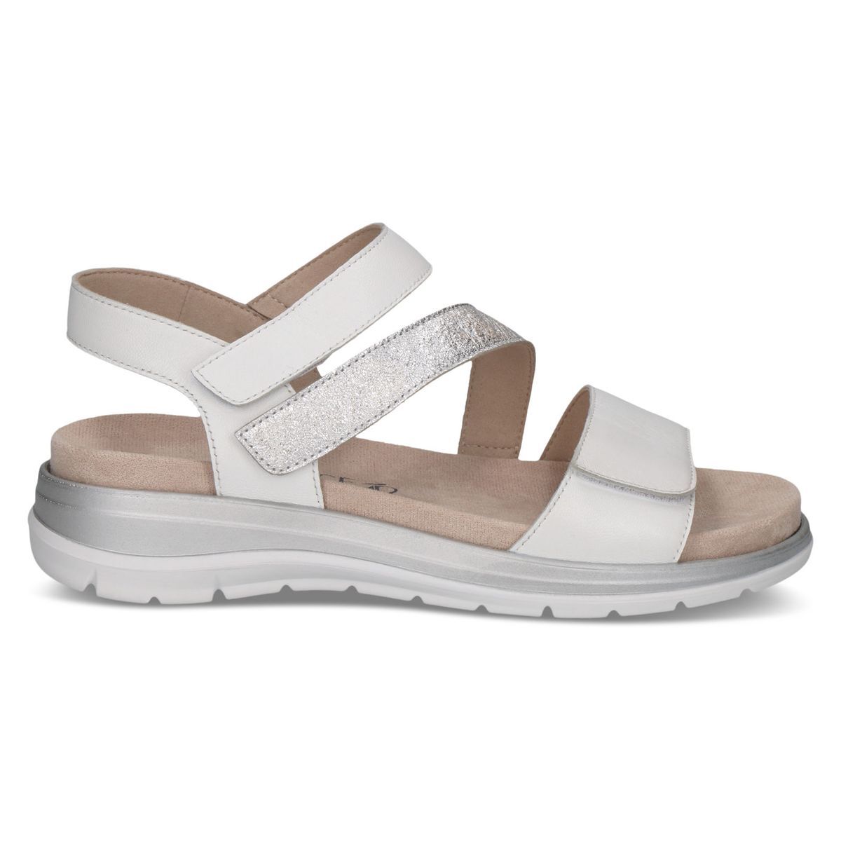 Sandale en cuir blanc combiné, CAPRICE