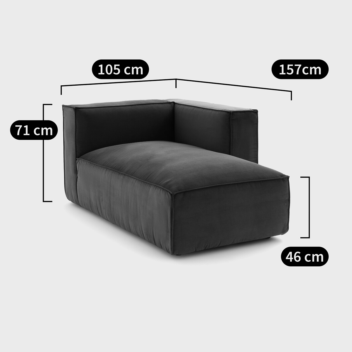 Elément méridienne pour canapé modulable, en tissu texturé, SEVEN vert, LA REDOUTE INTERIEURS