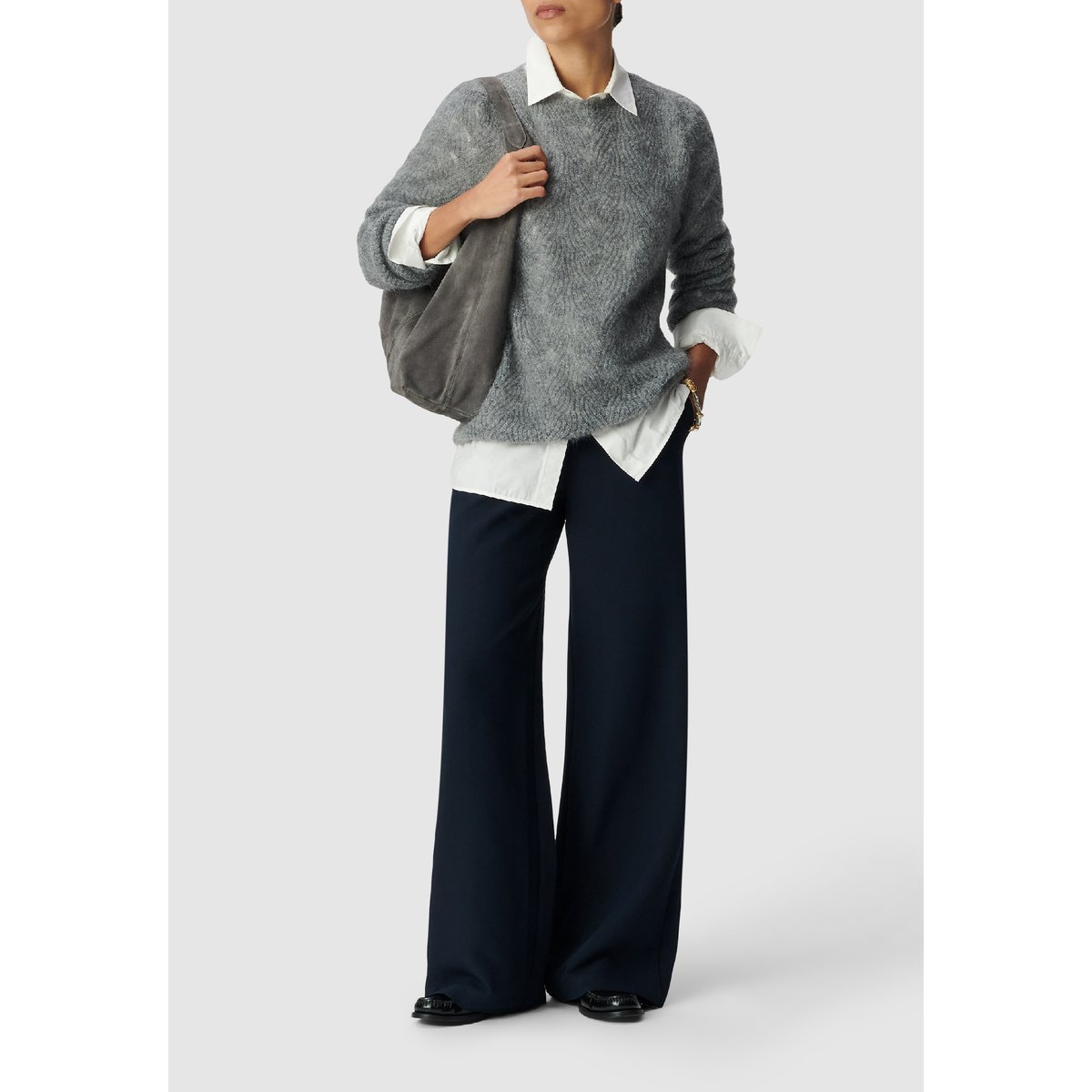 Pantalon droit flanelle bleu marine, IKKS