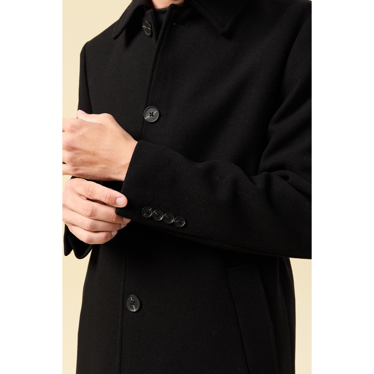 Manteau droit long manches longues noir, BONOBO