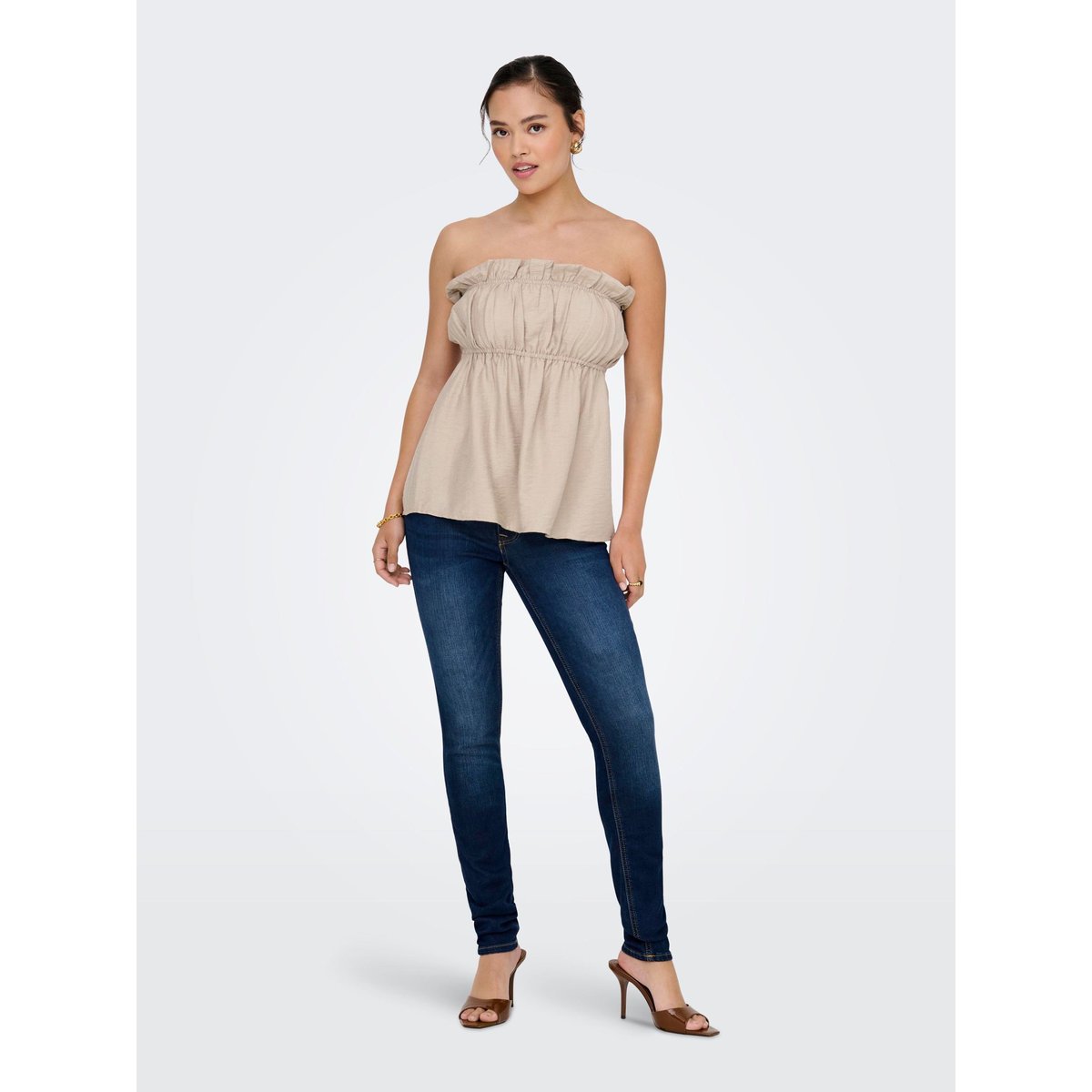 Top Bandeau oxford tan, ONLY