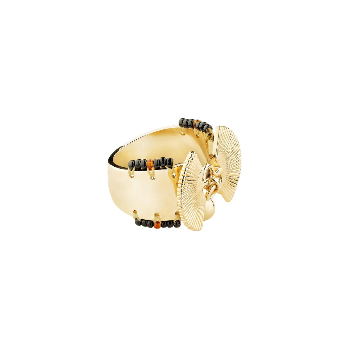 Bague cabochon central FEROY doré, HIPANEMA