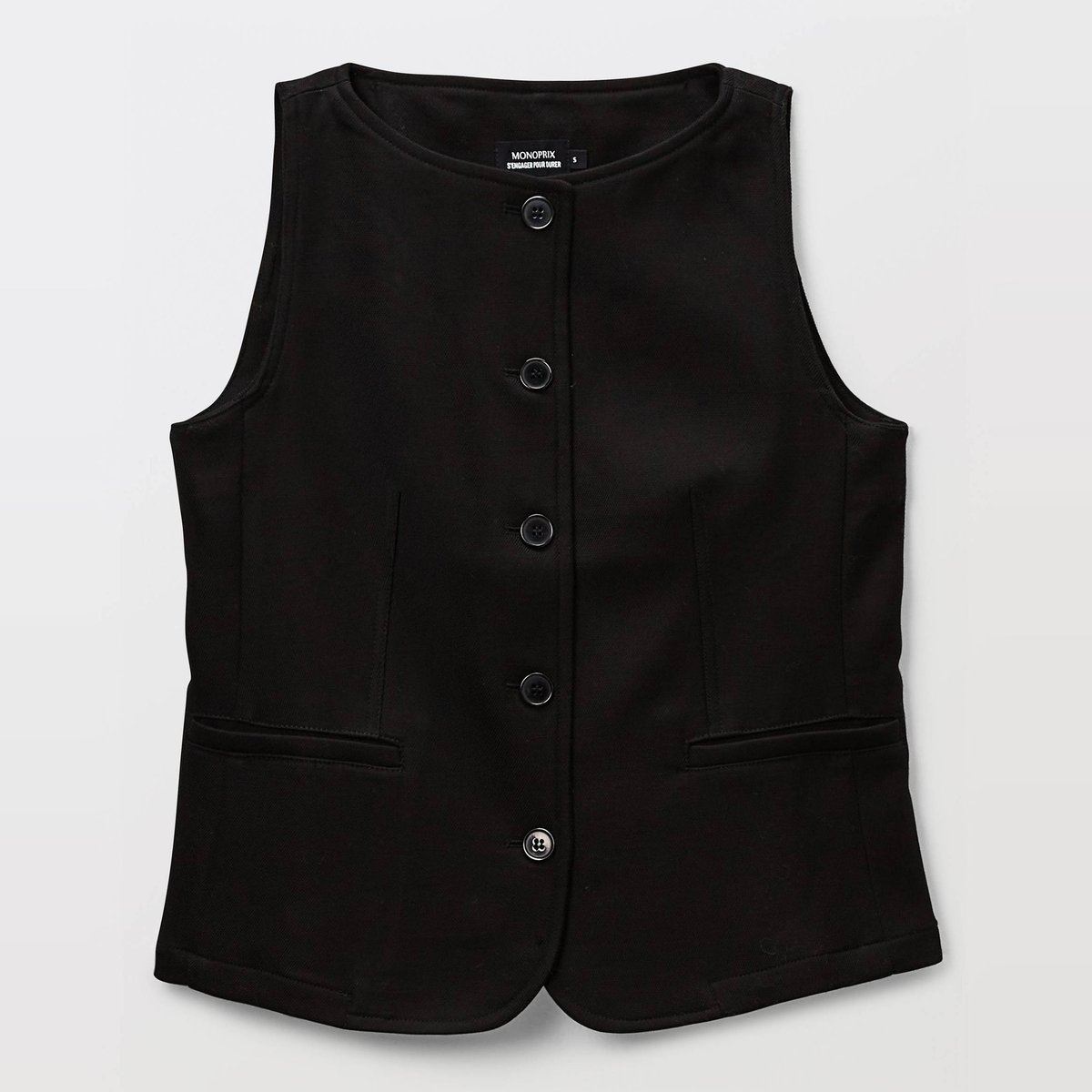 Gilet sans manches uni noir, MONOPRIX