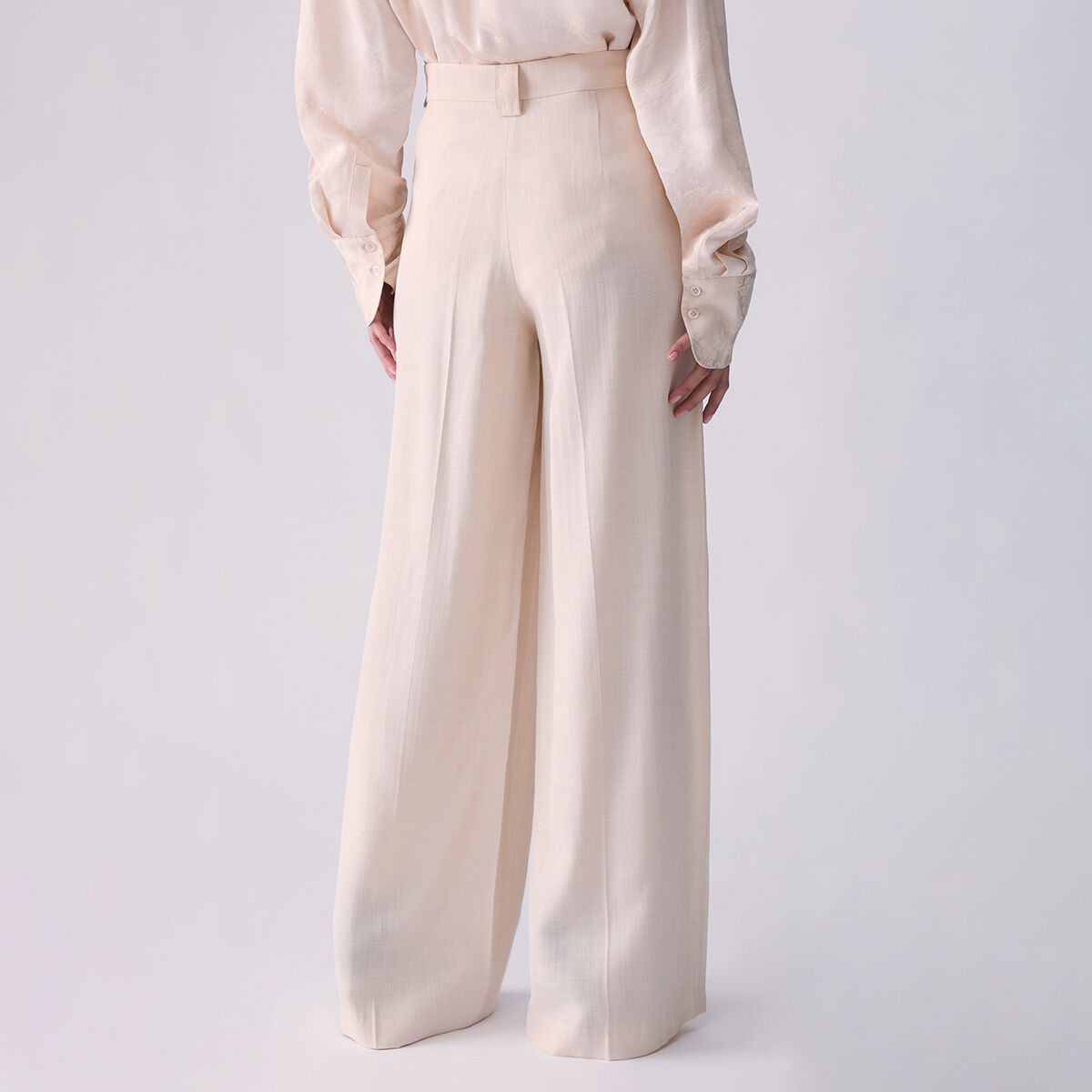 Pantalon en viscose flammée crème, LIU JO