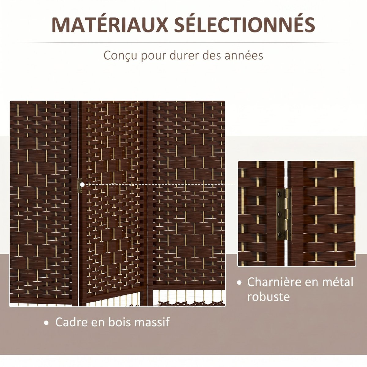 Cloison de séparation Bois Marron marron, HOMCOM