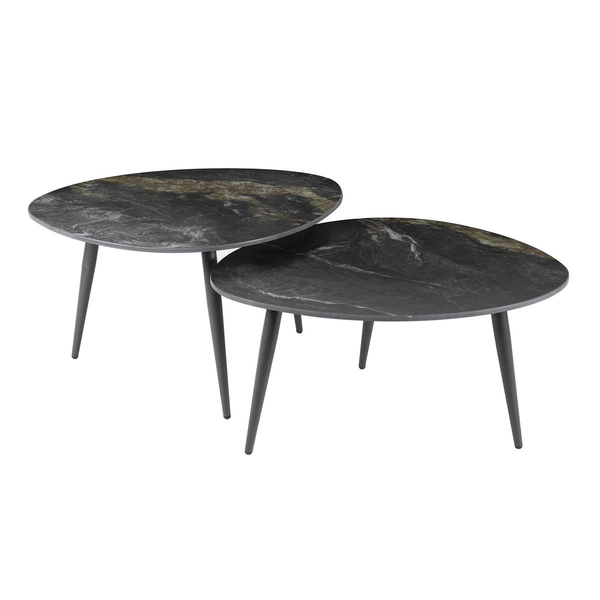 Table basse en céramique forme organique (lot de 2) GALWAY noir, PIER IMPORT