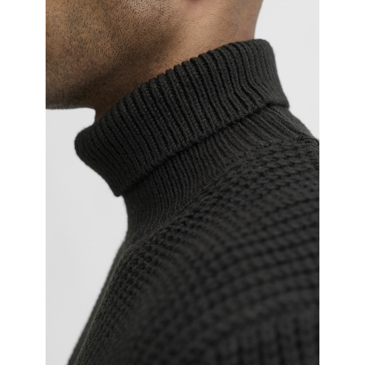 Pull col roulé en maille noir, JACK & JONES