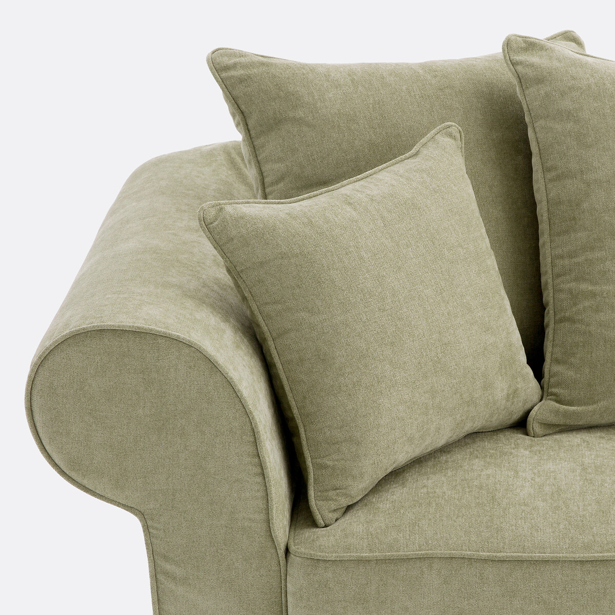 Canapé droit convertible, 2 ou 3 places, déhoussable, en polyester chiné, ADELIA eucalyptus, LA REDOUTE INTERIEURS