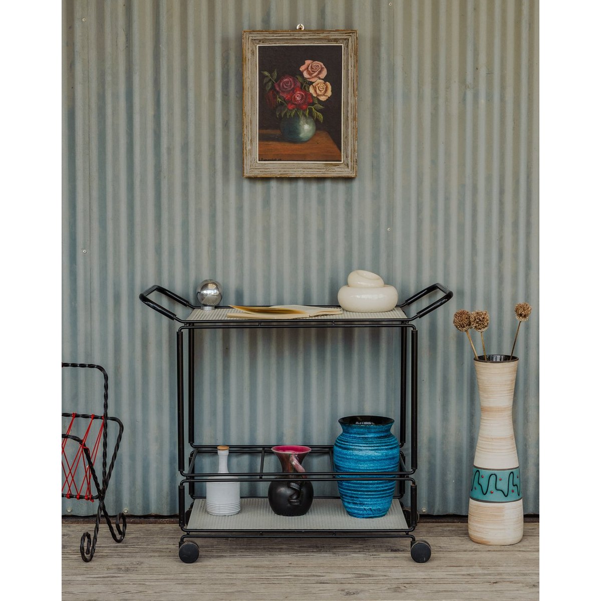 Desserte en métal noir et blanc Anouk N°305 - Bon état noir, DEBONGOUT