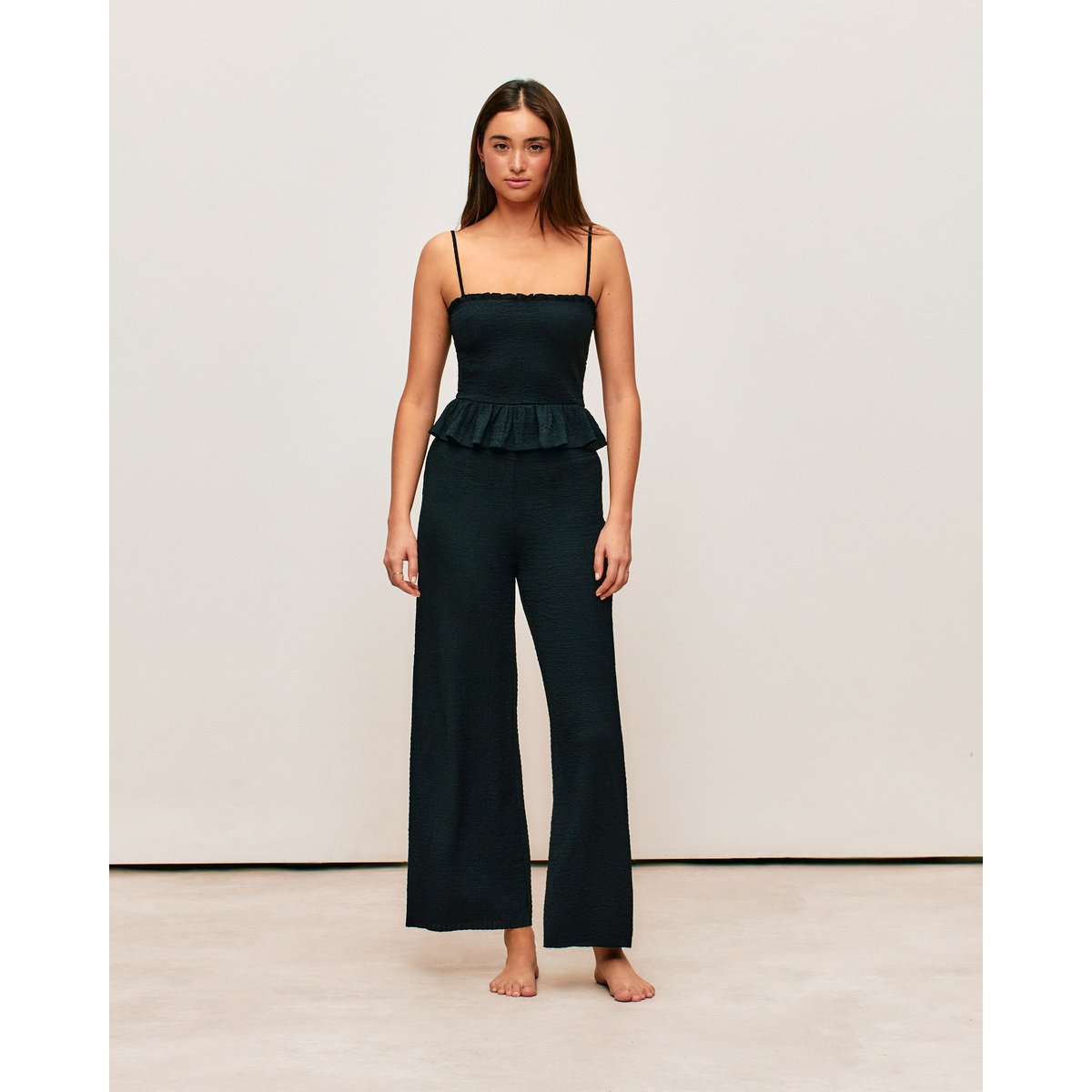 Pantalon noir matière texturée PLISSELIZ noir, UNDIZ
