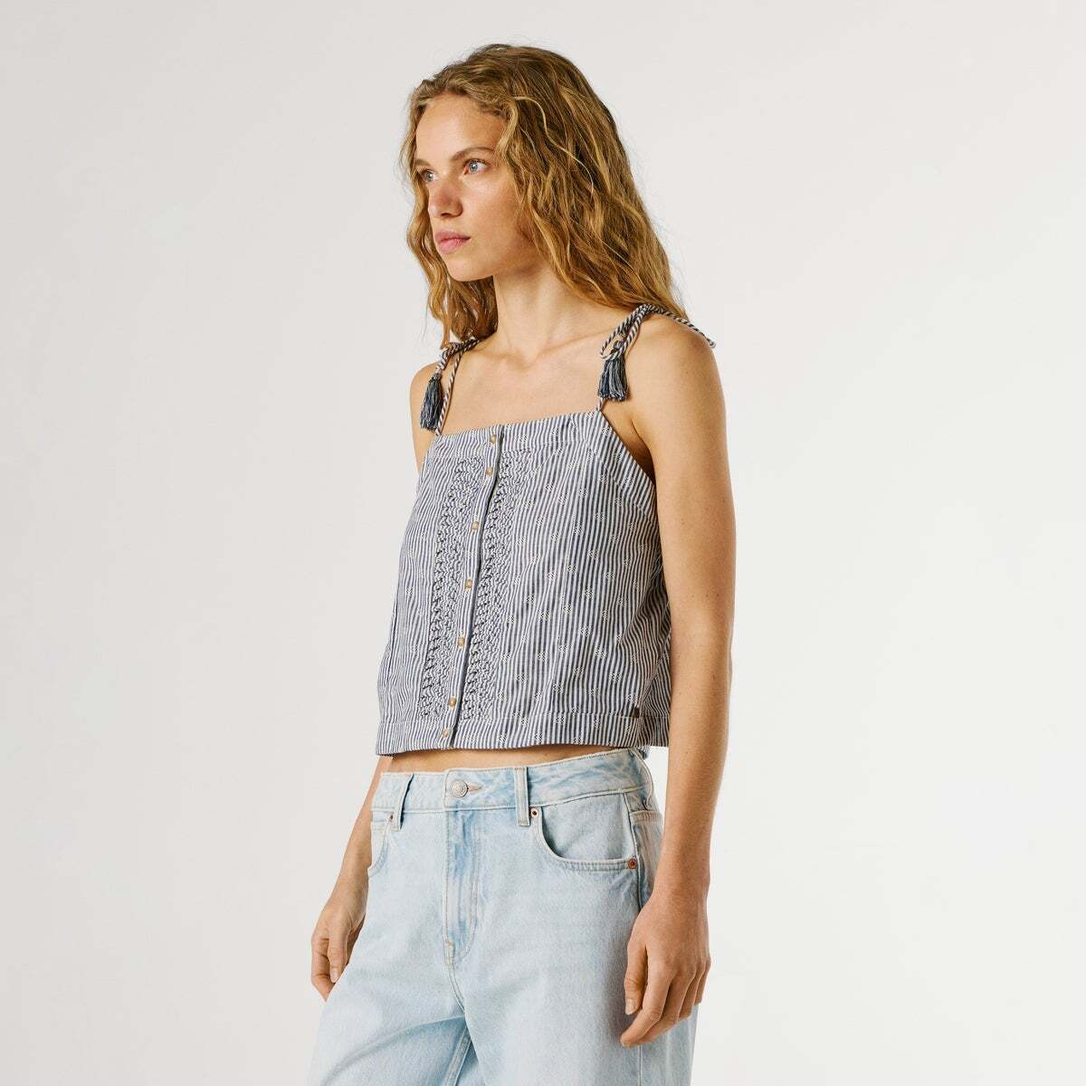 Top À Bretelles À Rayures bleus de l'union, PEPE JEANS