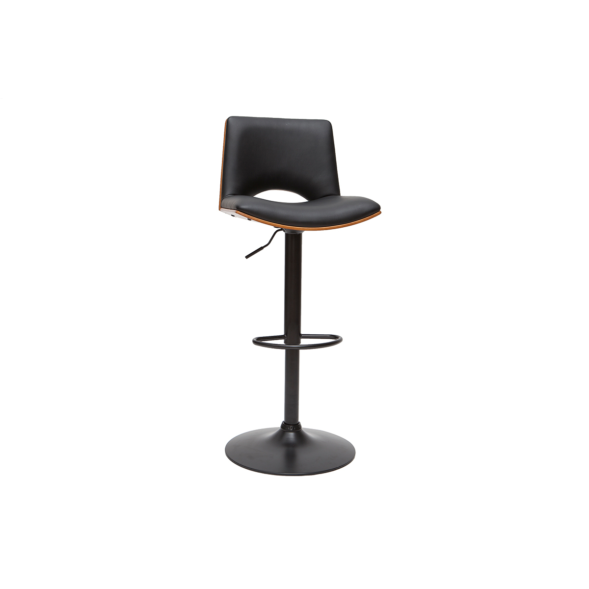 Tabouret de bar design réglable PANACH noyer / noir, MILIBOO
