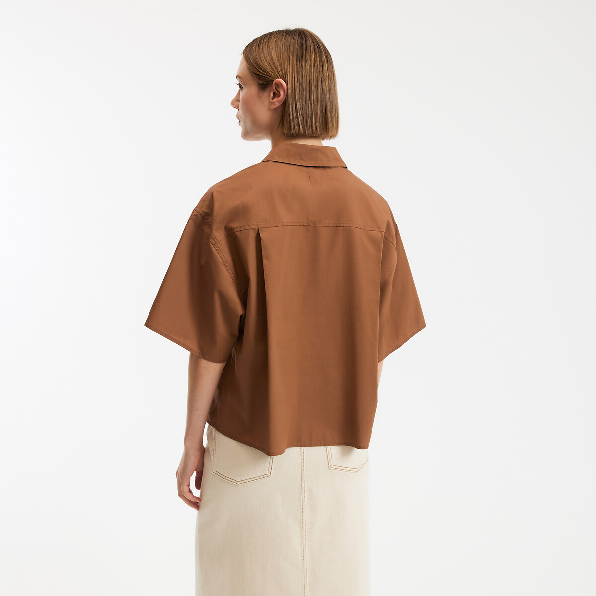 Chemise, manches courtes, boutonnée devant marron camel, LA REDOUTE COLLECTIONS