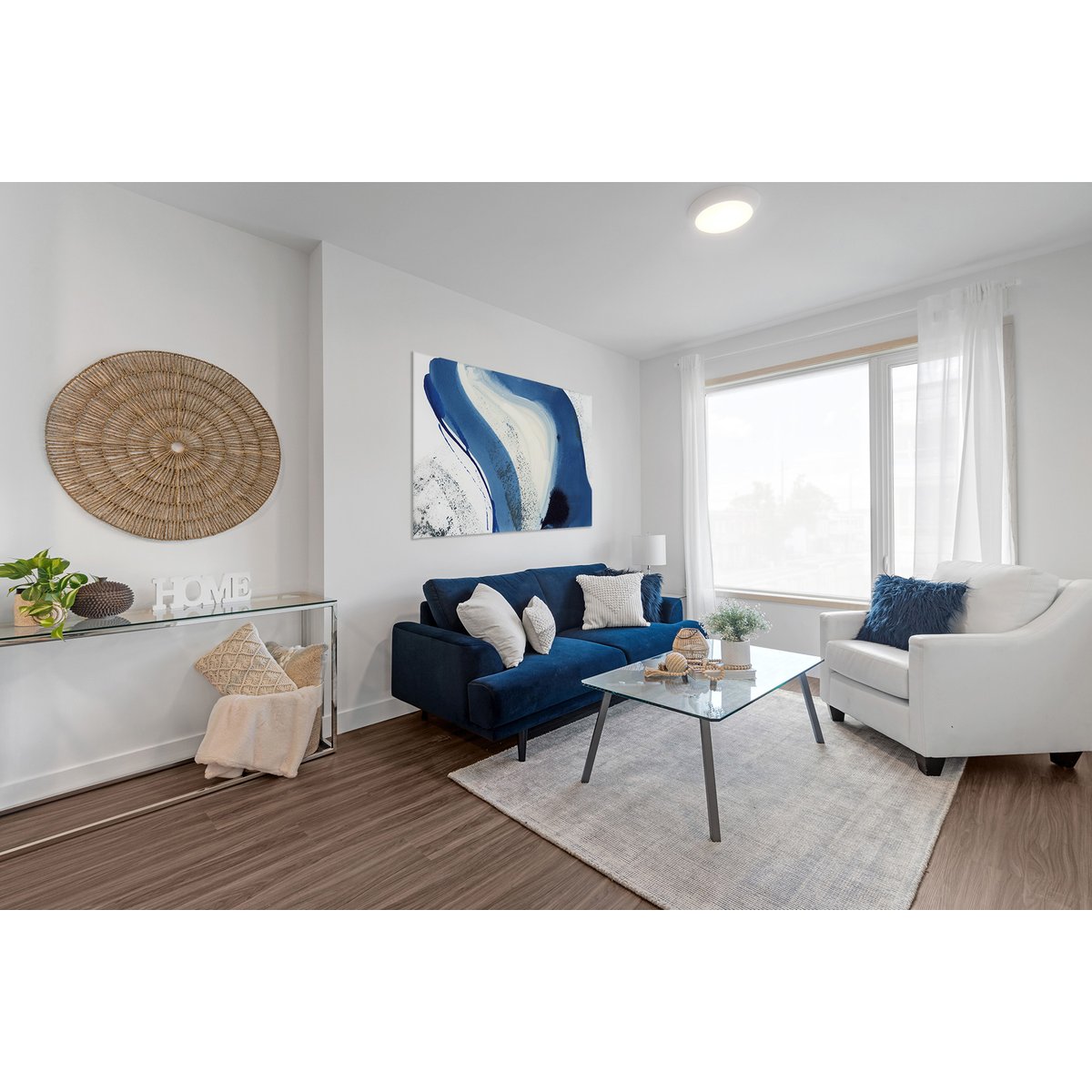 Tableau blue waves en toile imprimée, 150x90 cm noir, ACTE DECO