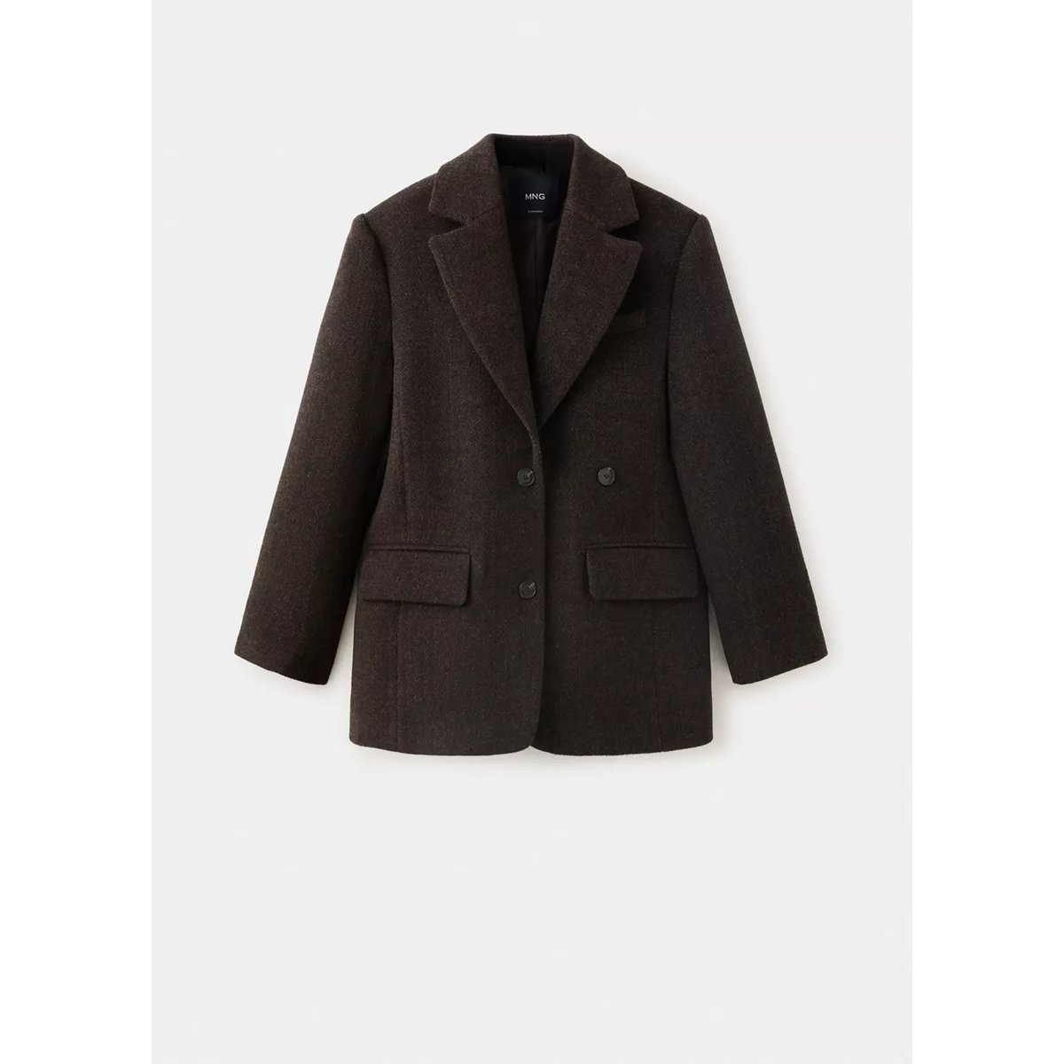 Blazer droit pied-de-poule marron, MANGO