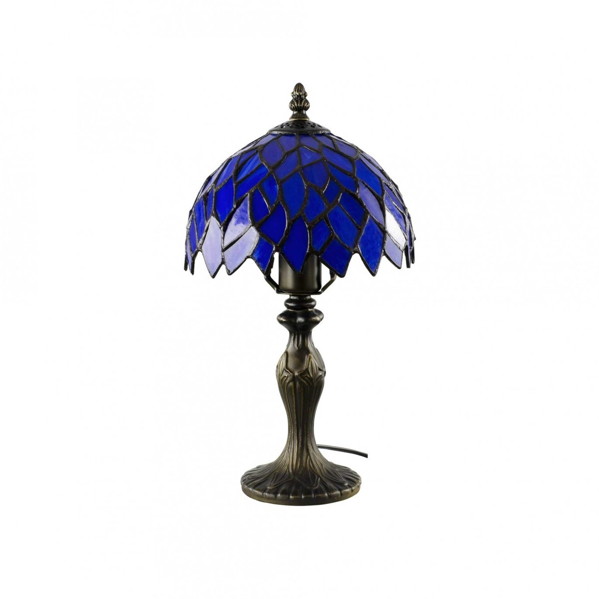 Lampe à poser petit modèle en verre mosaïque, TIFFANY CAMILLE bleu roi, C-CREATION