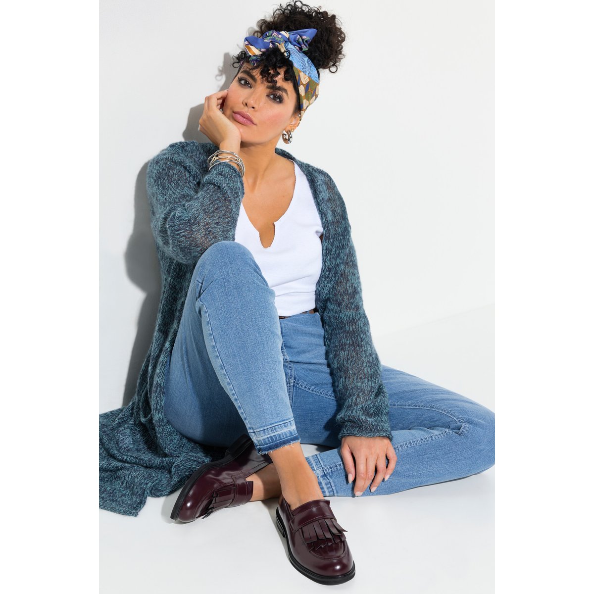 Mocassins en cuir, franges, doublure en cuir , pied large rouge vin, ULLA POPKEN