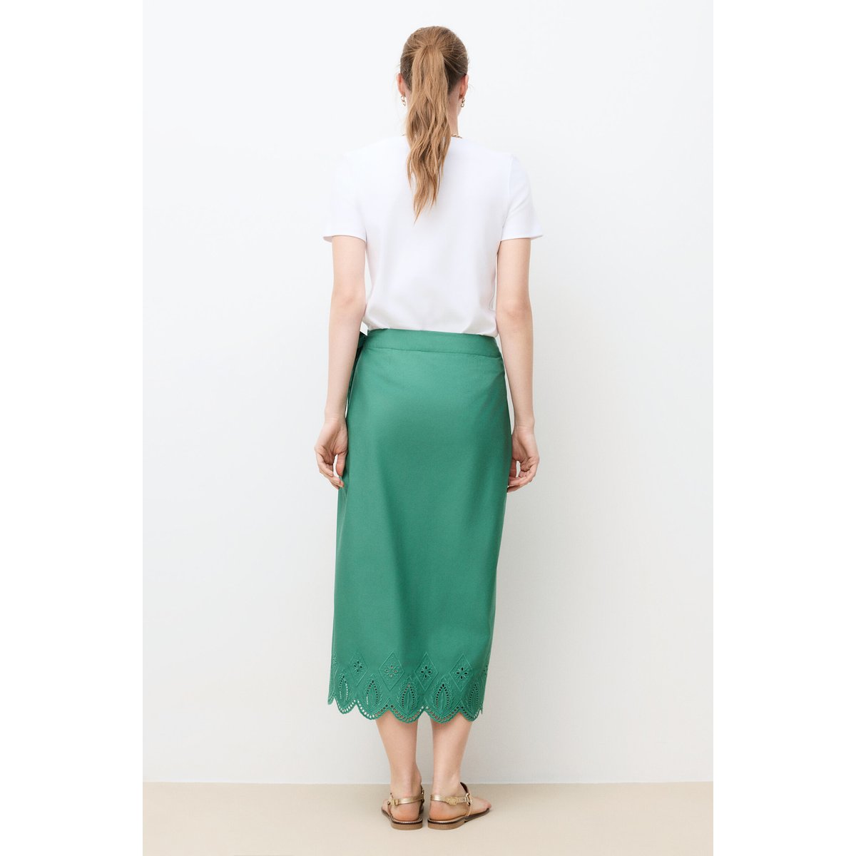 Jupe longue fluide JOMY vert, CAROLL
