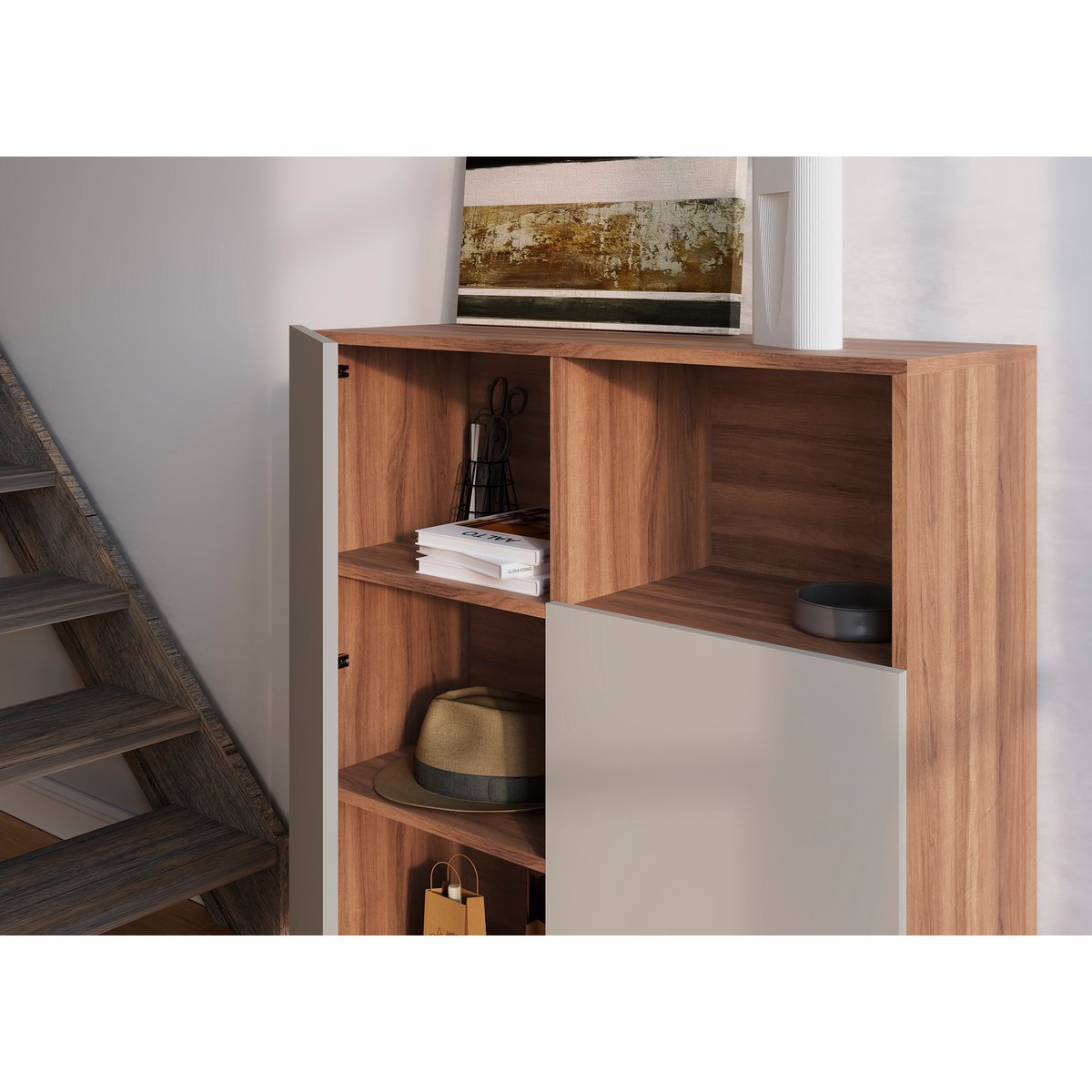 Buffet placard 2 portes, PRINTED noyer-taupe, HERDASA