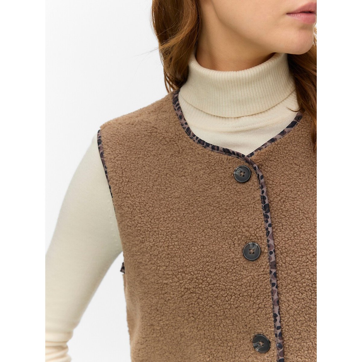 Gilet sans manches en sherpa camel, VERO MODA