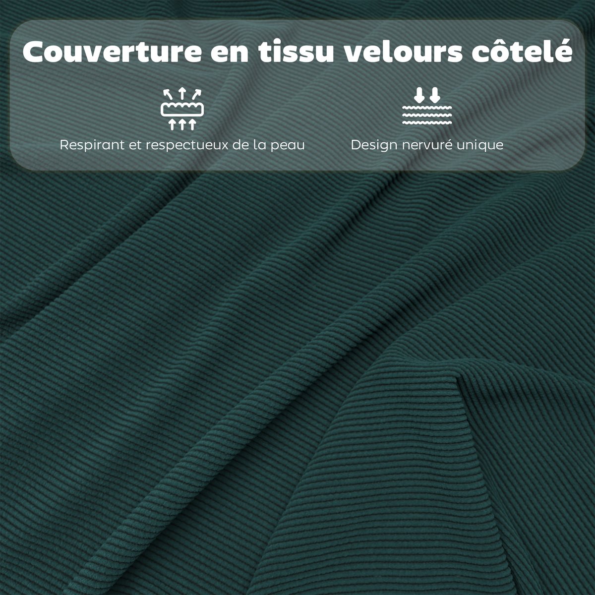 Chaise pliante Velours côtelé (100 % bleu, HOMCOM