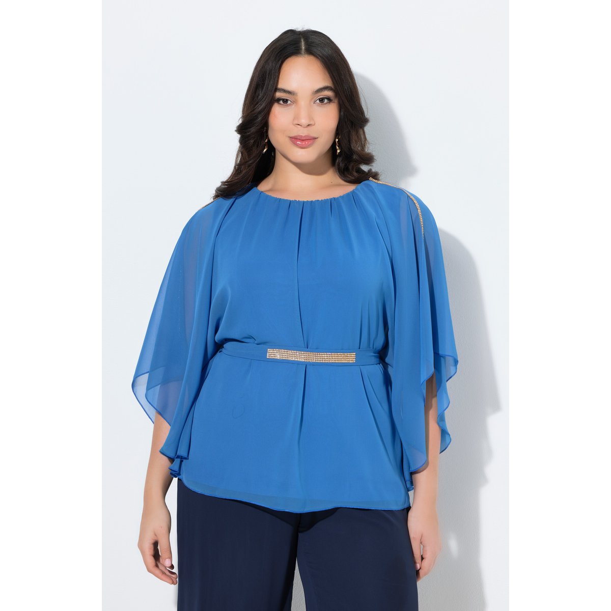 Blouse avec petites pierres scintillants bleu, ULLA POPKEN
