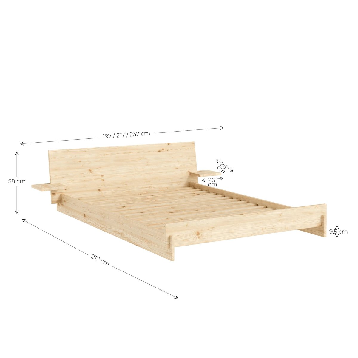 Lit bois massif naturel avec tête de lit  - Latch Bed naturel, KARUP DESIGN