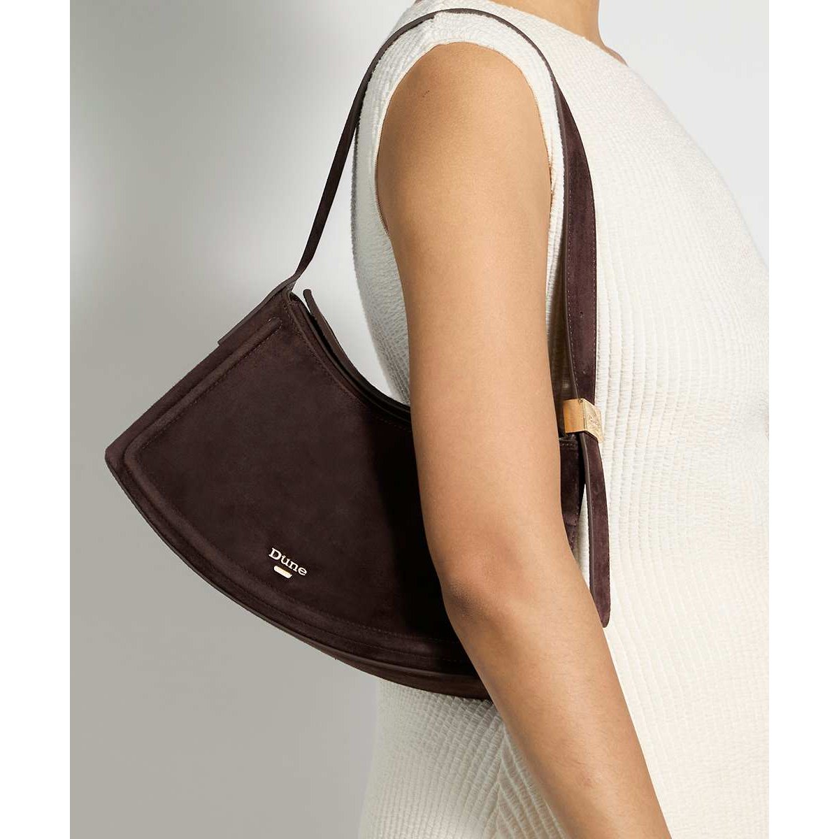 Sac à bandoulière sculptural - DEPENDENT brown-suede, DUNE LONDON