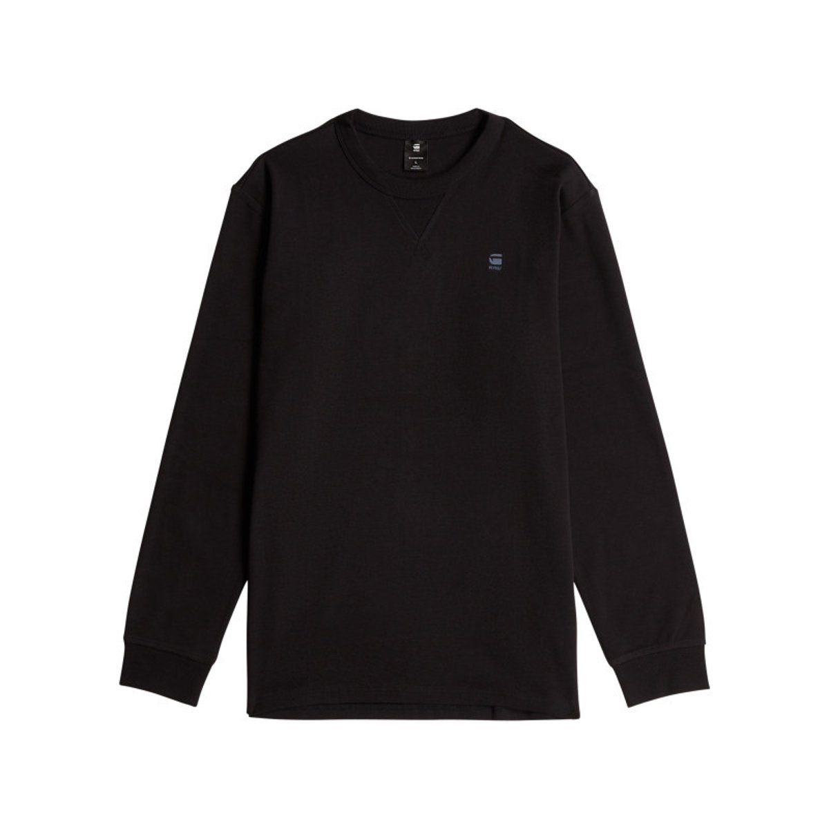 T-shirt G-Star coton avec manches longues et col rond noir noir, G-Star RAW