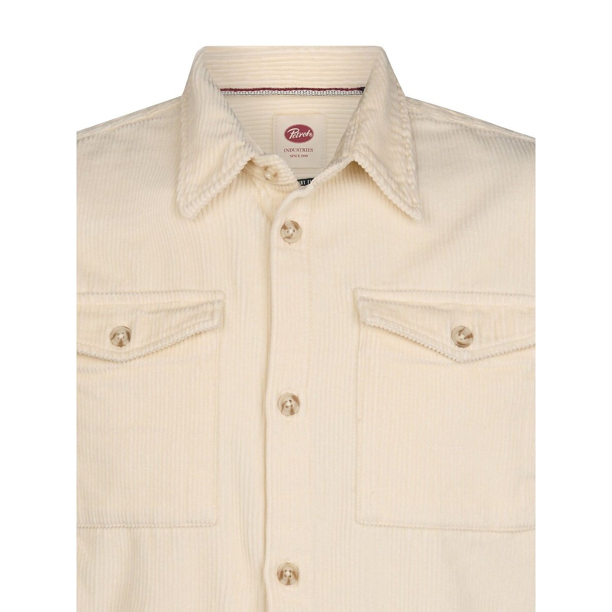 Plain Long Sleeve Regular Fit Shacket ecru , PETROL INDUSTRIES
