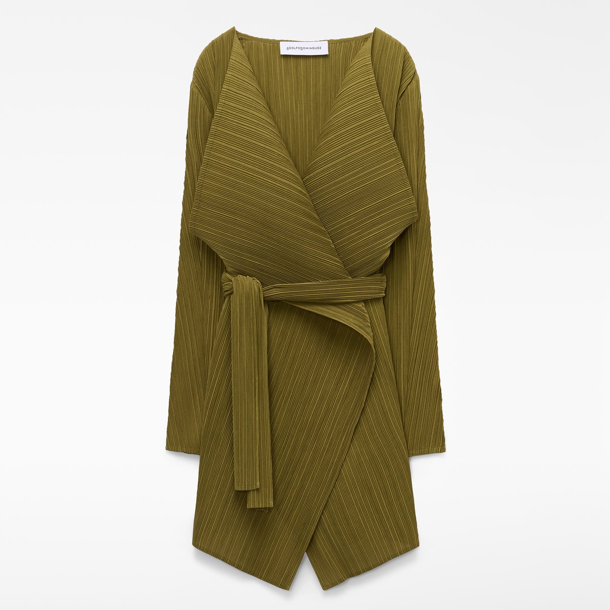 Veste à manches longues et maxi revers vert olive, ADOLFO DOMINGUEZ