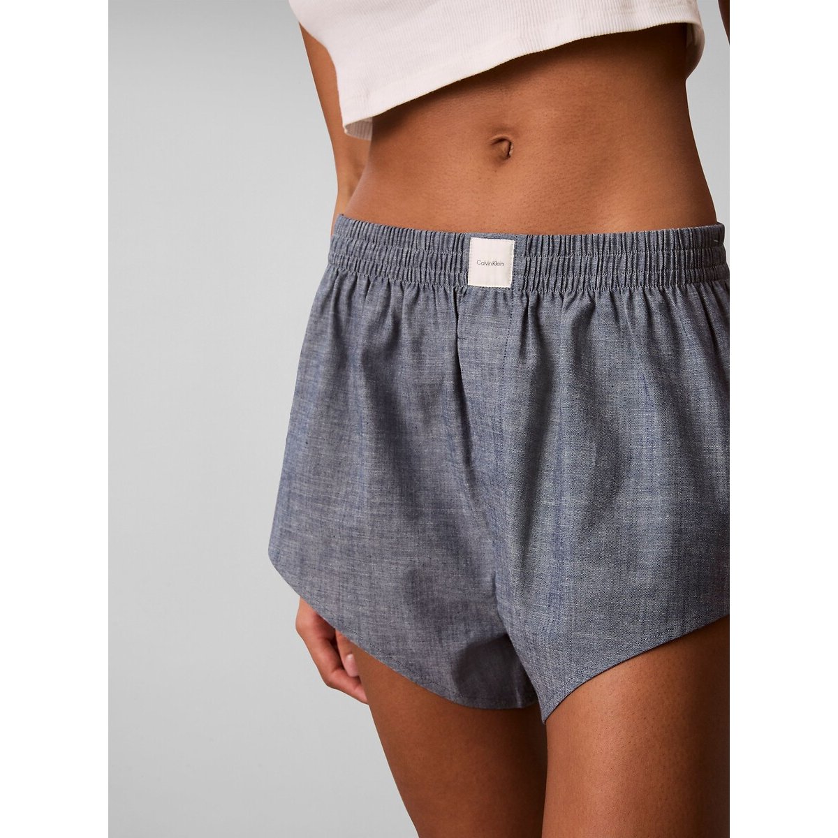 Short de pyjama en coton denim bleu, CALVIN KLEIN UNDERWEAR
