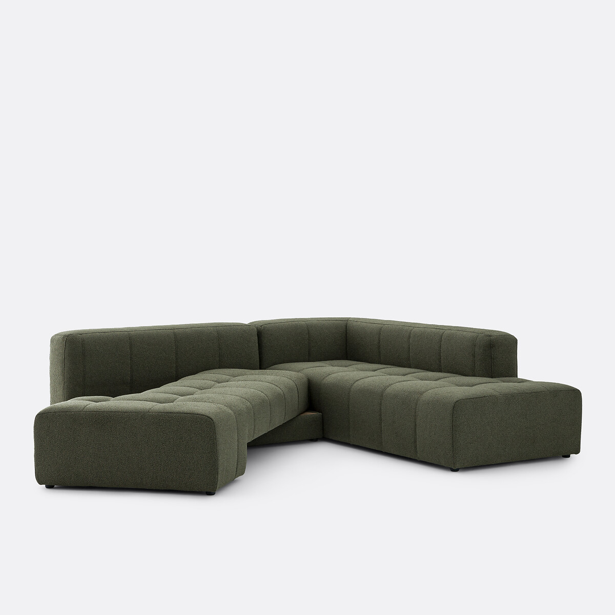 Canapé d'angle droit, convertible, en bouclette fine, FANO vert, LA REDOUTE INTERIEURS