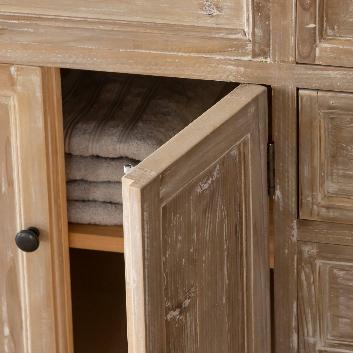 Meuble sous vasque en bois massif OCTAVIE bois clair, MADE IN MEUBLES 