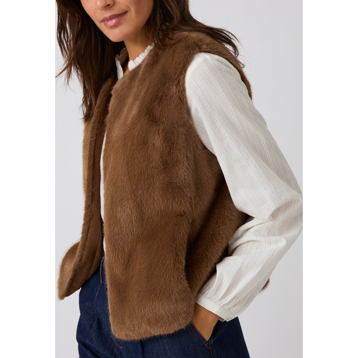 Veste sans manches toucher doux marron, DAMART
