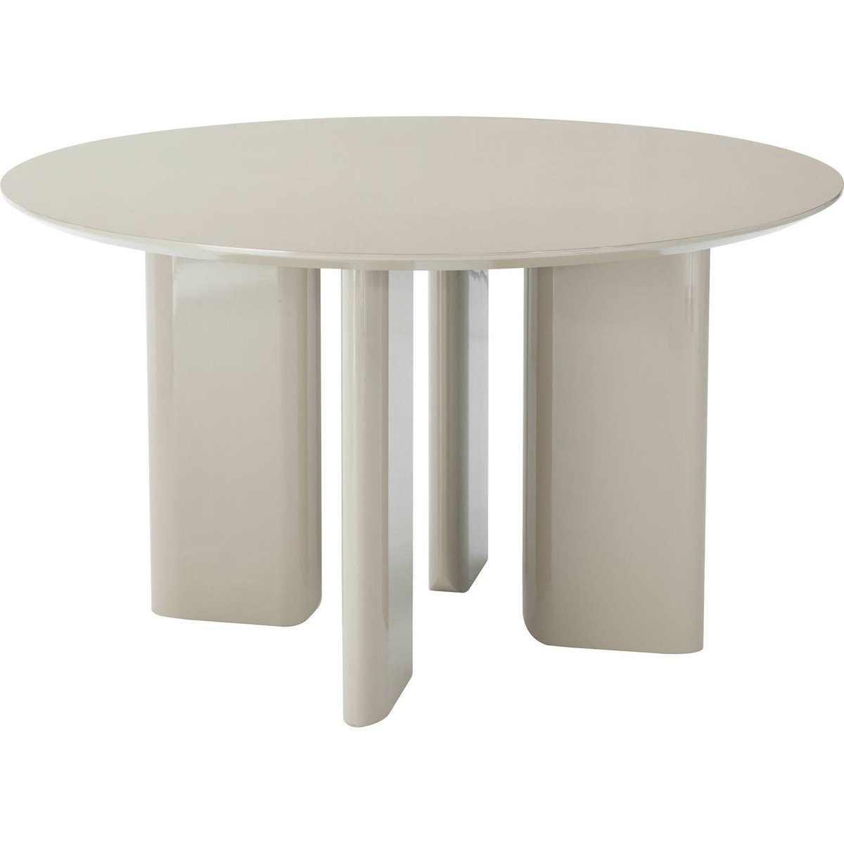Table à manger ronde collection PLOWLES beige haute brillance, RECOLLECTION