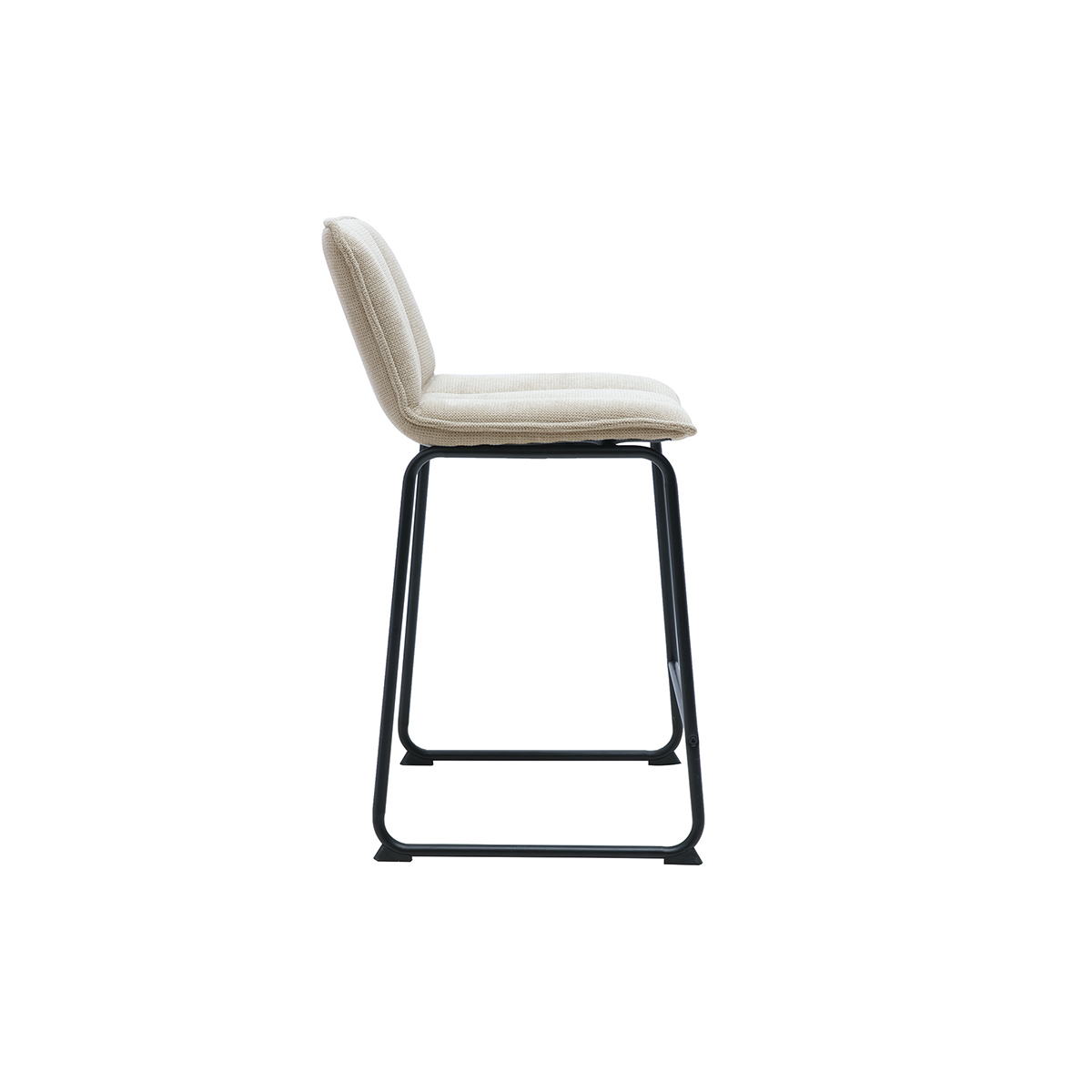 Tabourets de bar en tissu chenille vert kaki et métal noir H65.6 cm (lot de 2) VISTO beige, MILIBOO