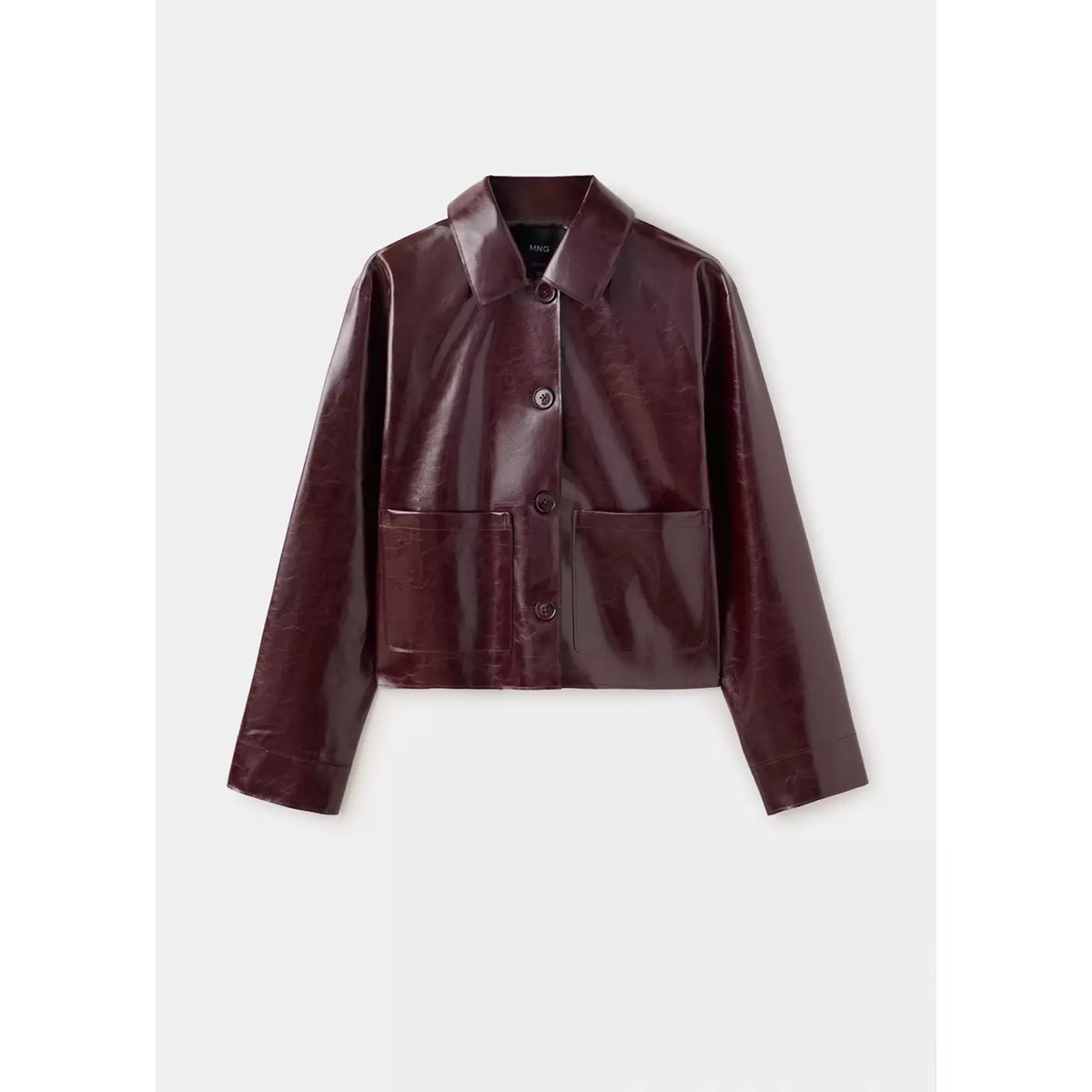 Veste cuir synthétique poches bordeaux, MANGO TEEN